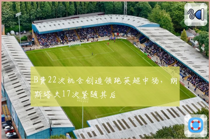 B费22次机会创造领跑英超中场，朗斯塔夫17次紧随其后